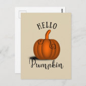 Hallo Kürbis Wasserfarbe Herbst lustig Postkarte (Vorne/Hinten)