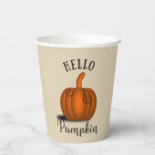 Hallo Kürbis Wasserfarbe Herbst Pappbecher (Rückseite)