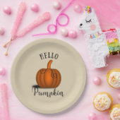 Hallo Kürbis Wasserfarbe Herbst Pappteller (Party)