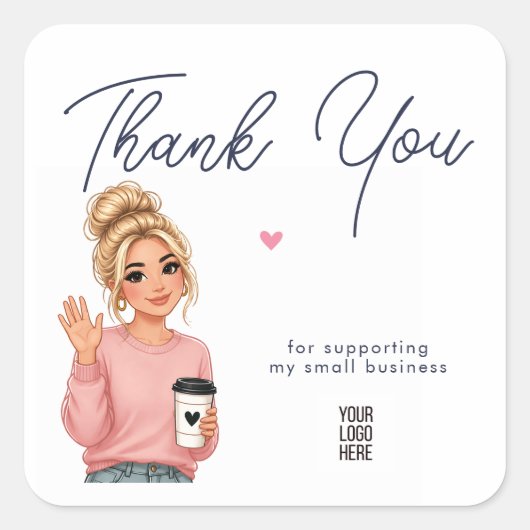 Hallo Lady Round Danke Sticker | Hübsche Frau (Vorderseite)