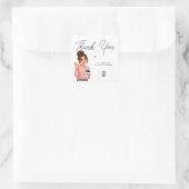 Hallo Lady Round Danke Sticker | Süße Frau (Tasche)