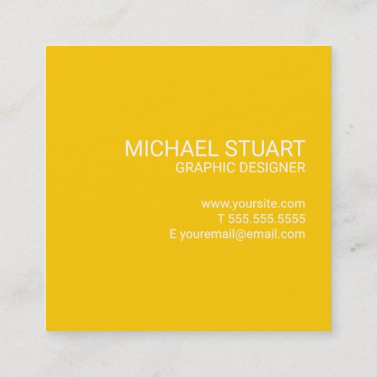 Hallo  | Lässig modern weiß und gelb Quadratische Visitenkarte (Rückseite)