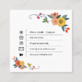 Hallo | Lebhafte Wildblumen und Honigbienen Quadratische Visitenkarte (Rückseite)