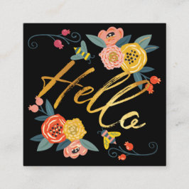 Hallo  | Lebhafte Wildblumen und Honigbienen Quadratische Visitenkarte