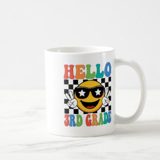 Hallo Lehrer der dritten Klasse Junge Mädchen Zurü Kaffeetasse