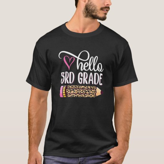Hallo Leopard Bleistift Niedlich Lehrer Kinder T-Shirt (Vorderseite)