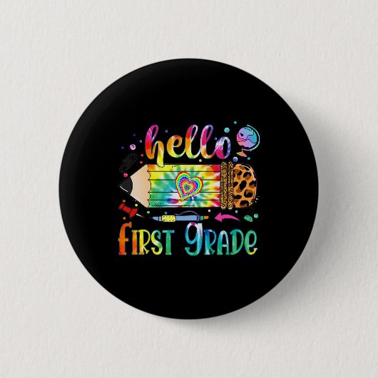Hallo Leopard Bleistift Tie Dye Spaß Byck Zur 1. K Button (Vorderseite)