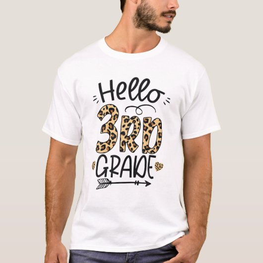 Hallo Leopard-Lehrer der dritten Klasse Studierend T-Shirt (Vorderseite)