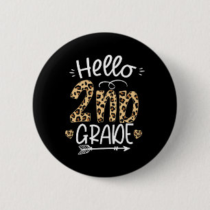 Hallo Leopard Lehrer der zweiten Klasse Studierend Button