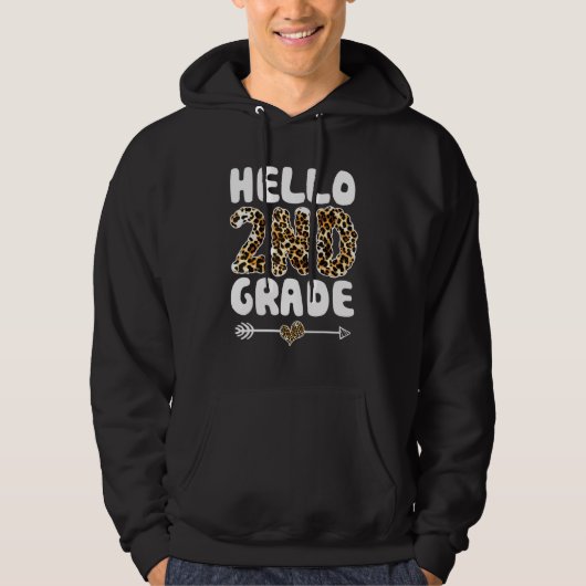 Hallo Leopard Print First Grade Lehrer Hoodie (Vorderseite)