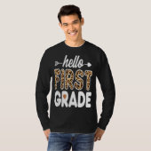 Hallo Leopard Print First Grade Lehrer T-Shirt (Vorne ganz)