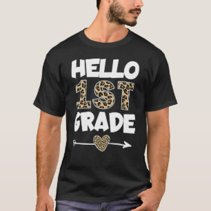 Hallo Leopard Print First Grade Lehrer T-Shirt