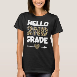 Hallo Leopard Print Second Grade Lehrer T-Shirt