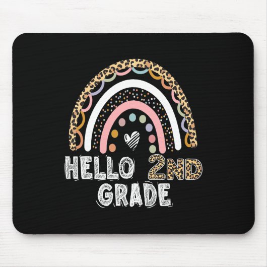Hallo Leopard Rainbow Back to School Tee Mousepad (Vorne)
