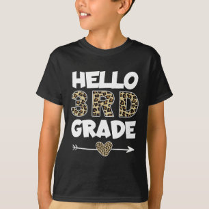 Hallo Leopardendruck-Lehrer der dritten Klasse T-Shirt