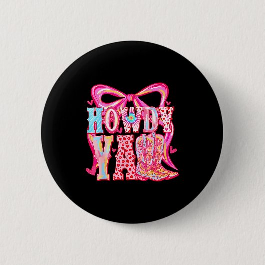 Hallo Leute Cowboy Stiefel Kokette Schleife Wester Button (Vorderseite)