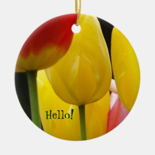 Hallo ! Liebe Freunde! Hängende Ziergeschenke Gelb Keramikornament