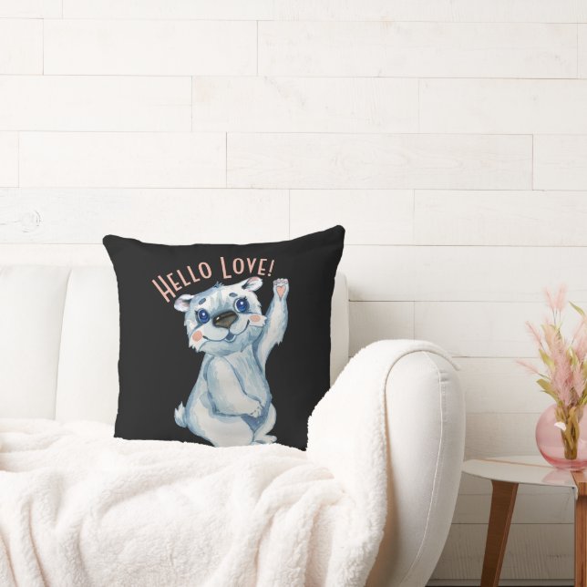 Hallo Liebe Watercolor Polar Bear Throw Kissen (Liege)