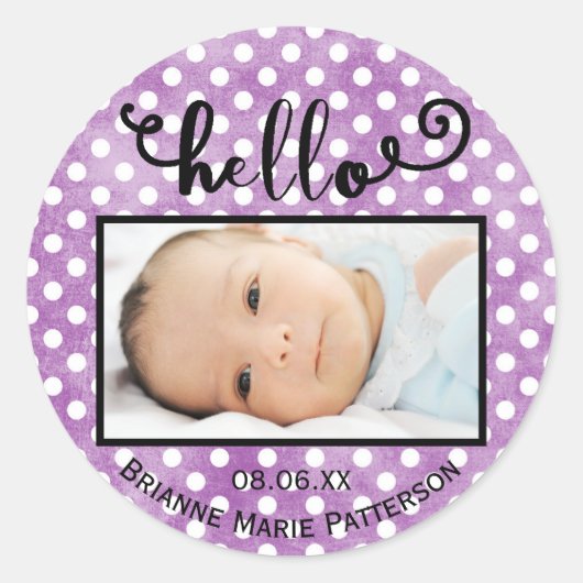Hallo lila Punkte/Foto - Circle Sticker (Vorderseite)