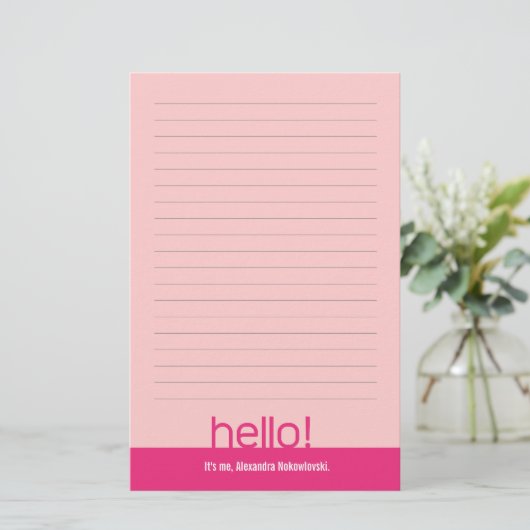 Hallo ! Linierte Personalisierte Stationerie Briefpapier (Stehend Vorderseite)
