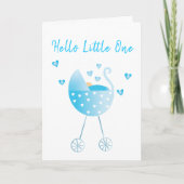 Hallo Little One Baby Boy Carriage Herzlichen Glüc Karte (Vorderseite)