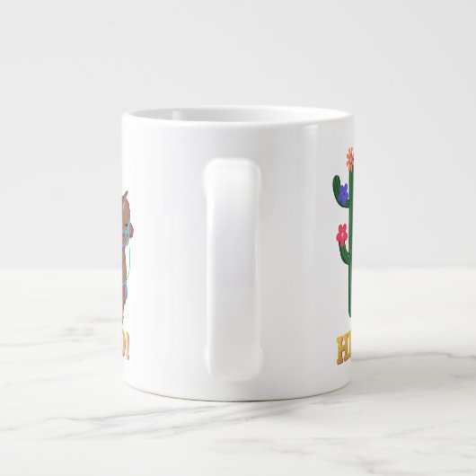 Hallo Llama! | Niedlich Face Brown Llama Jumbo-Tasse (Rückseite)