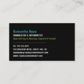 Hallo Logo, Übersetzer und Dolmetscher Visitenkarte (Rückseite)