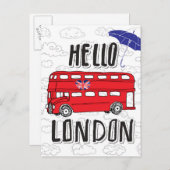 Hallo London | Handzeichen mit Schirm Postkarte (Vorne/Hinten)