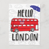 Hallo London | Handzeichen mit Schirm Postkarte (Vorderseite)