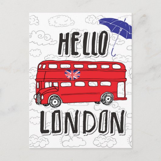 Hallo London | Handzeichen mit Schirm Postkarte (Vorderseite)