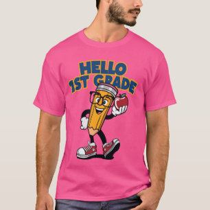 Hallo lustiger Bleistift 1. Klasse Zurück zur Schu T-Shirt
