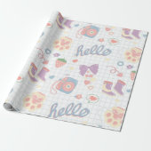Hallo! Mädchen-Dinge-Muster Geschenkpapier (Ungerollt)