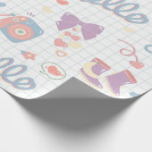 Hallo! Mädchen-Dinge-Muster Geschenkpapier (Ecke)