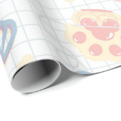 Hallo! Mädchen-Dinge-Muster Geschenkpapier (Rolleneckpunkt)