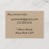 Hallo Mama Kontaktkarte Kraft Mommy Calling Card Telefonnummerkarte (Rückseite)