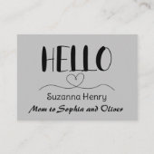 Hallo Mama Kontaktkarte Mommy Calling Card Telefonnummerkarte (Vorderseite)