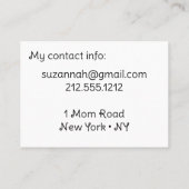 Hallo Mama Kontaktkarte Mommy Calling Card Telefonnummerkarte (Rückseite)