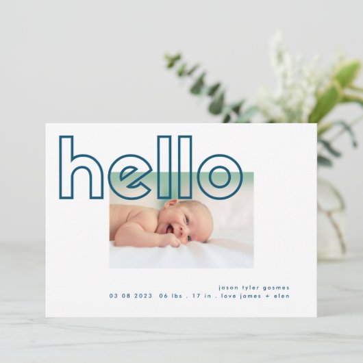 hallo marineblau weiß, modern, schlicht minimalist ankündigung (Stehend Vorderseite)