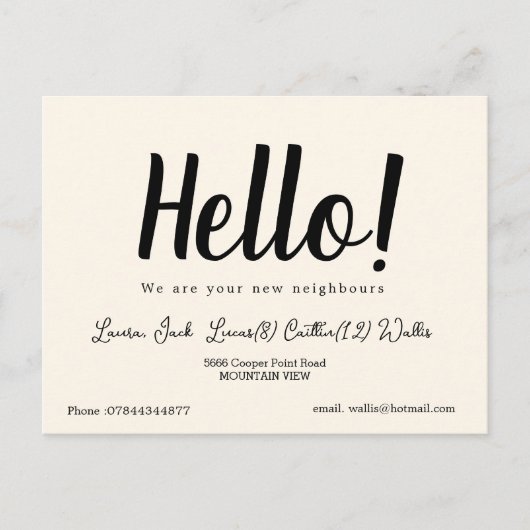 Hallo, Meet the Neighbors | Einfache Begrüßung Pos Postkarte (Vorderseite)
