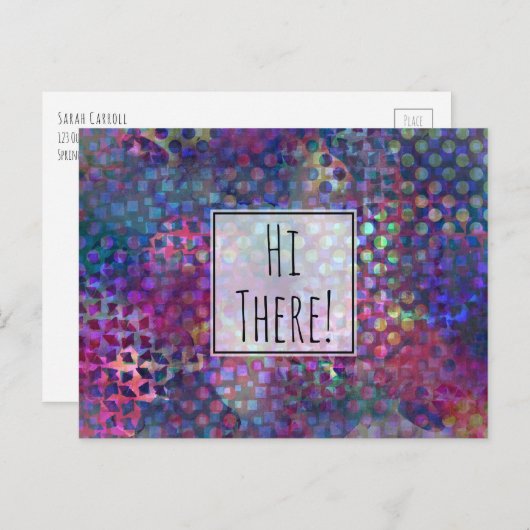 "Hallo!" Mehrfarbige digitale Abstrakte Kunst Postkarte (Vorne/Hinten)