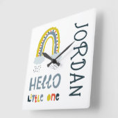 Hallo mein kleiner Regenbogen Quadratische Wanduhr (Winkel)