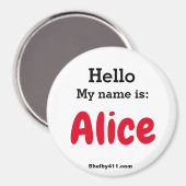 Hallo Mein Name ist: Alice-Magnet Magnet (Vorderseite/Rückseite)