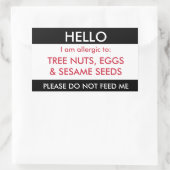 Hallo Mein Name ist allergisch auf Kinder Allergie Rechteckiger Aufkleber (Tasche)