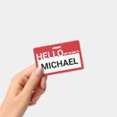"Hallo, mein Name ist!" Blank Modern Red Ausweis (Handheld)