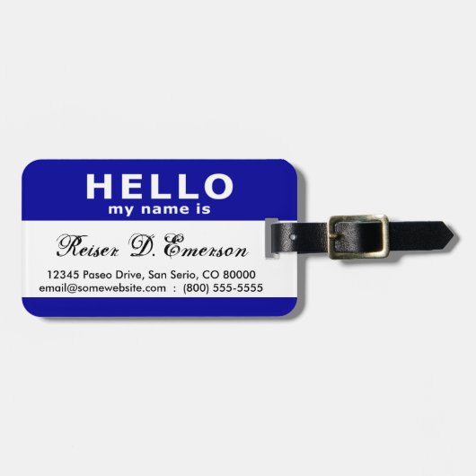 Hallo mein Name ist (blau) Gepäckanhänger (Vorderseite horizontal)
