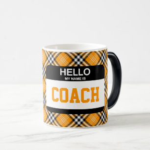 Hallo mein Name ist COACH Nametag Orange Fun Verwandlungstasse