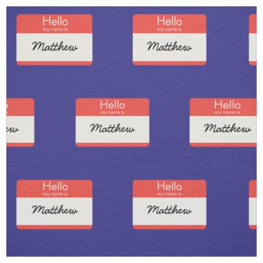 Hallo Mein Name ist der Name Tag Stoff (Muster)