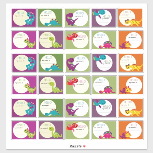 Hallo, mein Name ist Dinosaur Boy Girl Aufkleber (Blatt)