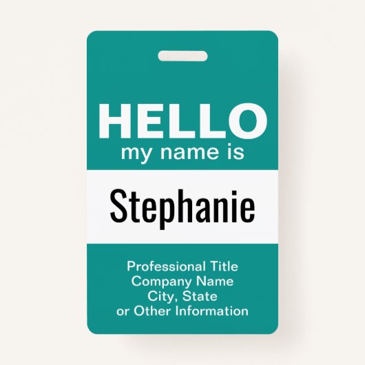 Hallo mein Name ist - Event Pass - kann Farbe ände Ausweis (Vorderseite)