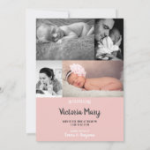 Hallo mein Name ist Foto Collage Pink Crown Geburt Ankündigung (Rückseite)